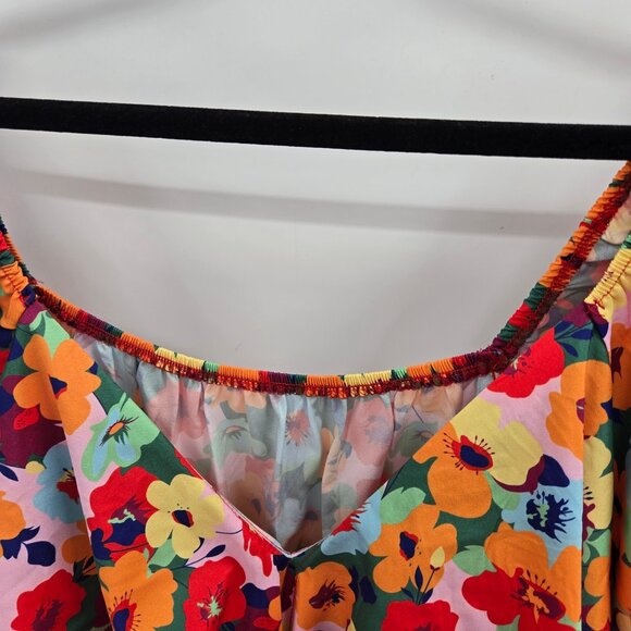 Shein Curve Vibrant Multi-Color Floral Midi Ruffled Tie Front Dress 4xl - Picture 7 of 11